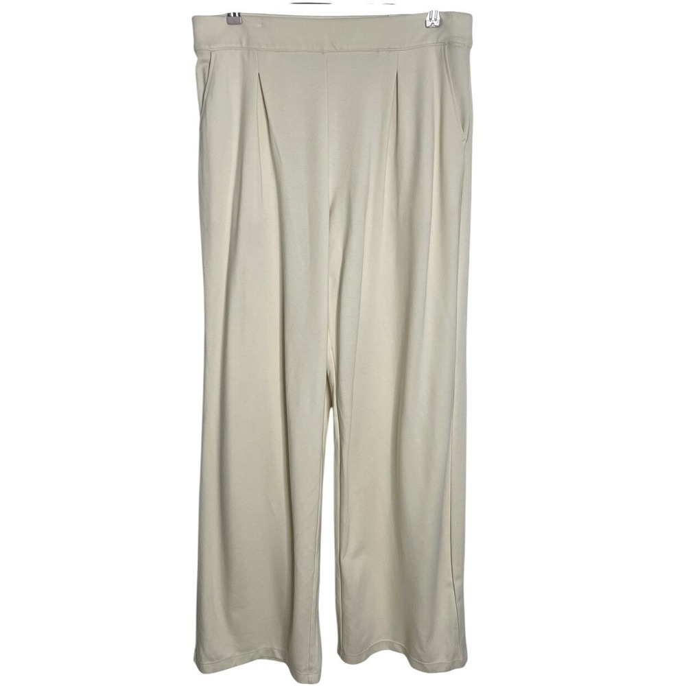 NWT Max Studio Cream Soft   Pleated Wide Leg Pant Women's XL
